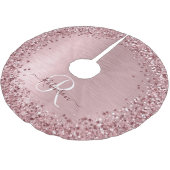 赤面ピンクブラシ仕上げメタルグリッターモノグラム名 ブラッシュドポリエステルツリースカート (アングル)