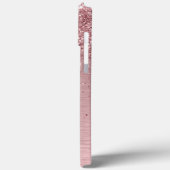 赤面ピンクブラシ仕上げメタルグリッターモノグラム名 Case-Mate iPhoneケース (裏面 / 左)