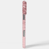 赤面ピンクブラシ仕上げメタルグリッターモノグラム名 Case-Mate iPhoneケース (裏面 / 右)