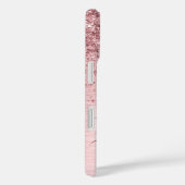 赤面ピンクブラシ仕上げメタルグリッターモノグラム名 Case-Mate iPhoneケース (裏面 / 右)