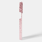 赤面ピンクブラシ仕上げメタルグリッターモノグラム名 iPhoneケース (右側面)