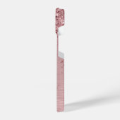 赤面ピンクブラシ仕上げメタルグリッターモノグラム名 iPhoneケース (左側面)