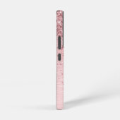 赤面ピンクブラシ仕上げメタルグリッターモノグラム名 SAMSUNG GALAXYケース (右側面)