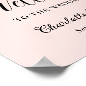 赤面ピンクブラックウェディングレセプションウェルカムサイン ポスター (角)