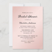 赤面ピンクブラックエレガントミニマルブライダルシャワー 招待状 (正面)
