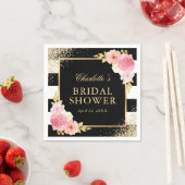 赤面ピンクブラックギルドフローラブライダルシャワー スタンダードカクテルナプキン (インサイチュ)