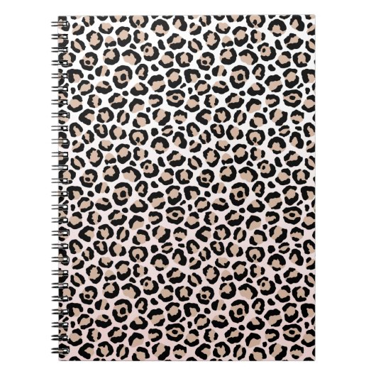 赤面ピンクブラッククリームヒョウ柄 ノートブック (正面)