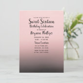 赤面ピンクブラックグラデーションシックモダンスウィート16パーティー 招待状 (スタンド正面)