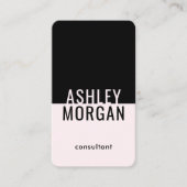 赤面ピンクブラックシンプルミニモダンマリスト縦書き 名刺 (正面)