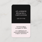 赤面ピンクブラックシンプルミニモダンマリスト縦書き 名刺 (裏面)