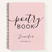 赤面ピンクブラックスクリプトあなたの名前の詩 ノートブック (正面)