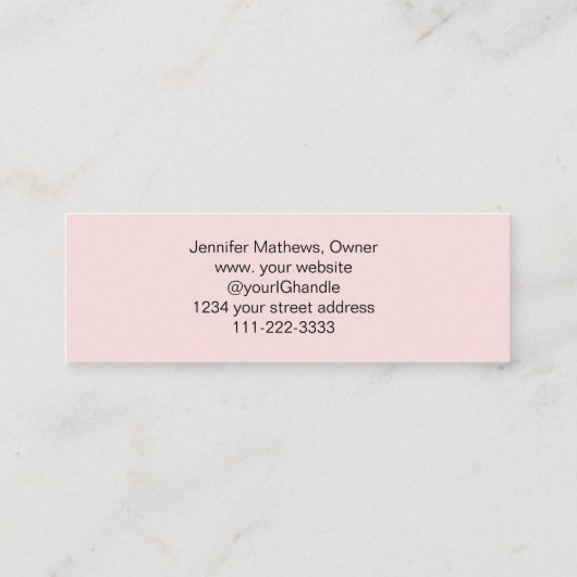 赤面ピンクブラックスクリプトフォトメイクアップ スキニー名刺 (裏面)