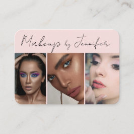 赤面ピンクブラックスクリプト3フォトメイクアップ 名刺