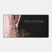 赤面ピンクブラックバラ金ゴールドグリッター デスクマット (正面)