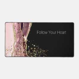 赤面ピンクブラックバラ金ゴールドグリッター デスクマット