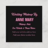 赤面ピンクブラック結婚のメイクアップアーティスト名 エンクロージャーカード (正面)