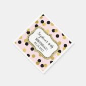 赤面ピンクブラック金ゴールド紙吹雪誕生日パーティー スタンダードカクテルナプキン (角)