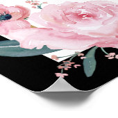 赤面ピンクブラック金ゴールド結婚フローラのウェルカムサイン ポスター (角)