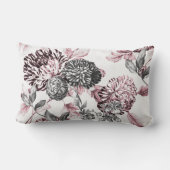 赤面ピンクブラック&ホワイトボタニカルトイル ランバークッション (裏面)