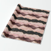 赤面ピンクブルガンディブラックグリジーグリッター ラッピングペーパー (アンロールド)