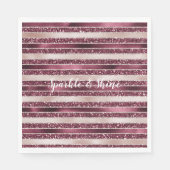 赤面ピンクブルガンディレッドローズグリッターストライプ スタンダードランチョンナプキン (正面)