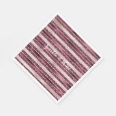 赤面ピンクブルガンディレッドローズグリッターストライプ スタンダードランチョンナプキン (角)