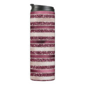 赤面ピンクブルガンディレッドローズグリッターストライプ タンブラー (回転右)