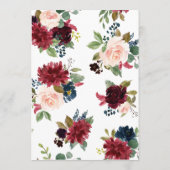 赤面ピンクブルゴーニュエレガントフローラス結婚クリプト 招待状 (裏面)