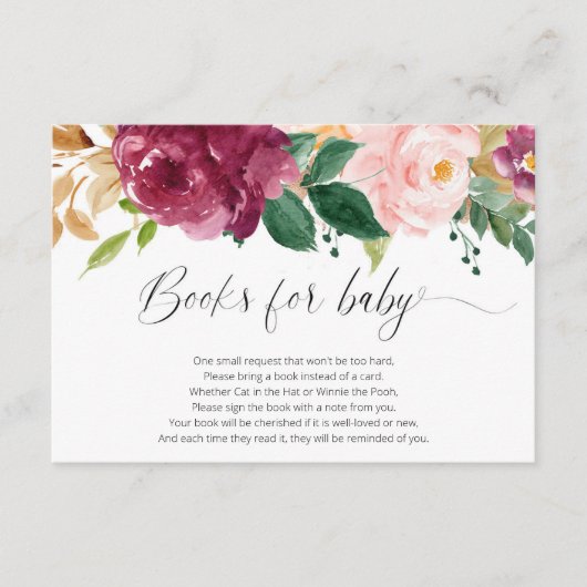 赤面ピンクブルゴーニュフローラウォーター色ブックスベビー エンクロージャーカード (正面)