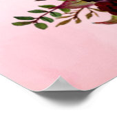 赤面ピンクブルゴーニュフローラ結婚のウェルカムポスター ポスター (角)