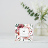 赤面ピンクブルゴーニュフローラ スクエア名刺 (スタンド正面)