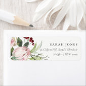 赤面ピンクブルゴーニュプロテアフローラアドレス ラベル (インサイチュ)