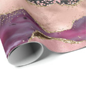 赤面ピンクブルゴーニュワイン金ゴールドブラックグリッター ラッピングペーパー (ロールコーナー)
