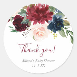 赤面ピンクブルゴーニュ海軍ブルーフローラ エレガント ラウンドシール