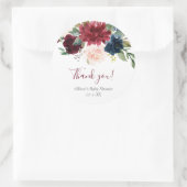 赤面ピンクブルゴーニュ海軍ブルーフローラ エレガント ラウンドシール (バッグ)