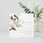 赤面ピンクブルゴーニュ牡丹フローラブライダルシャワー 招待状 (スタンド正面)