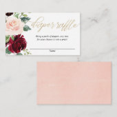 赤面ピンクブルゴーニュ金ゴールドおむつラッフルカード エンクロージャーカード (正面/裏面)