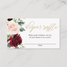 赤面ピンクブルゴーニュ金ゴールドおむつラッフルカード