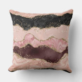 赤面ピンクブルゴーニュ金ゴールドブラックグリッター クッション (正面)