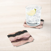 赤面ピンクブルゴーニュ金ゴールドブラックグリッター ペーパーコースター (インサイチュ)