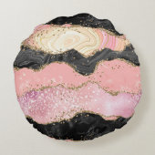 赤面ピンクブルゴーニュ金ゴールドブラックグリッター ラウンドクッション (裏面)