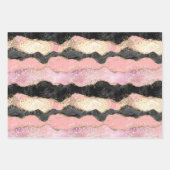 赤面ピンクブルゴーニュ金ゴールドブラックグリッター ラッピングペーパーシート (正面2)