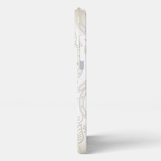 赤面ピンクブルーグリーンパープルペイズリーフローラアート iPhoneケース (左側面)