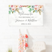 赤面ピンクブルーバラズペニーズフローラ結婚式 横断幕 (インサイチュ)