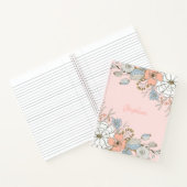 赤面ピンクブルーフローラ パーソナライズされた ノートブック (内部)