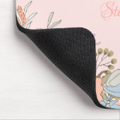 赤面ピンクブルーフローラ パーソナライズされた マウスパッド (コーナー)