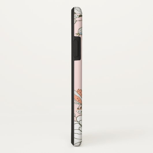 赤面ピンクブルーフローラ パーソナライズされた Case-Mate iPhoneケース (裏面/右)