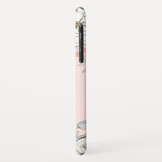 赤面ピンクブルーフローラ パーソナライズされた Case-Mate iPhoneケース (裏面/左)