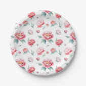 赤面ピンクブルーミング牡丹紙プレート ペーパープレート (正面)