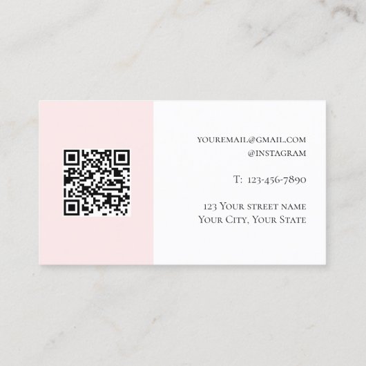 赤面ピンクブルー抽象芸術モダンフローラ 名刺 (裏面)